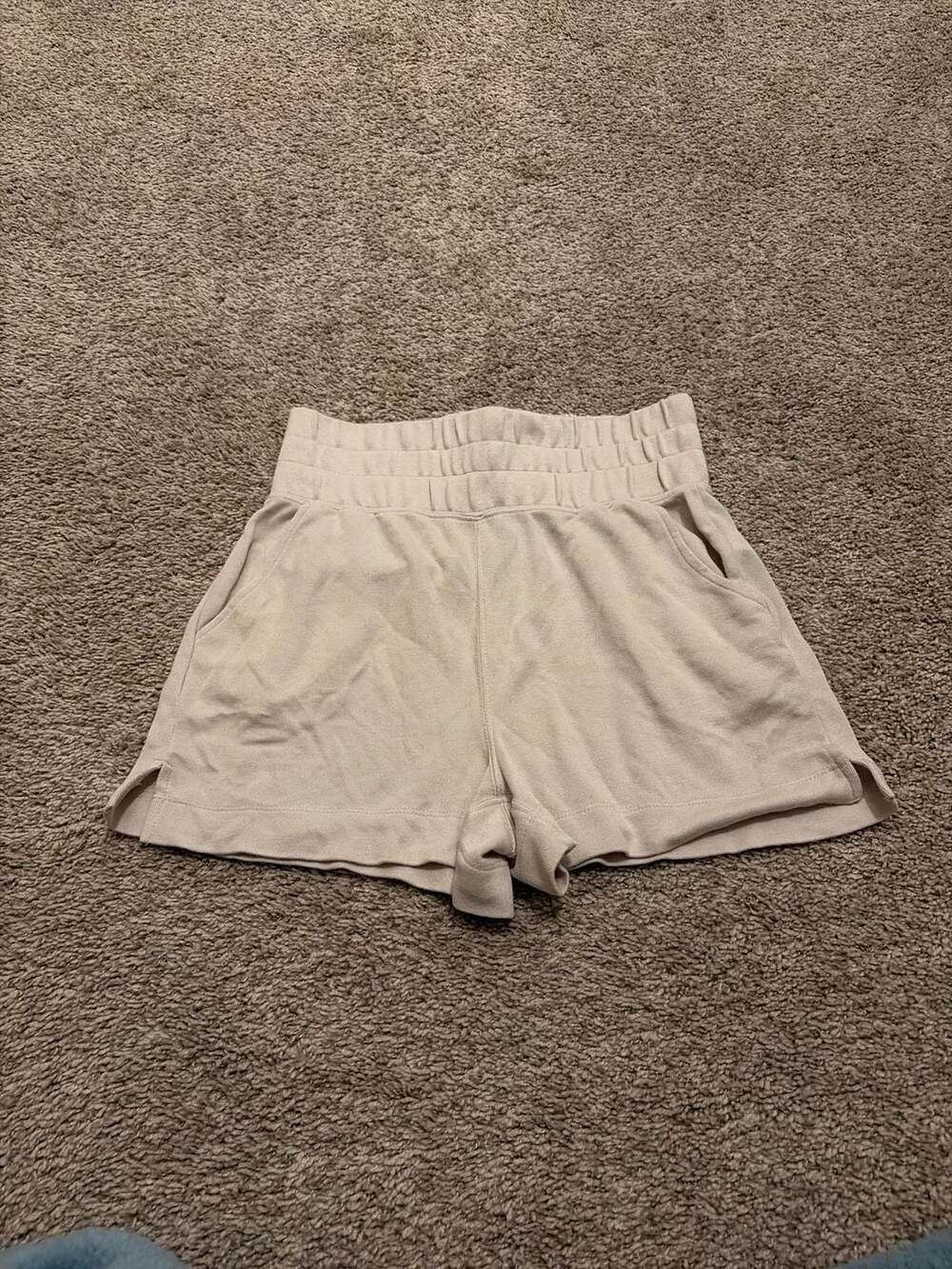 Weekend Los Angeles Beige High-Waist Smocked Shorts